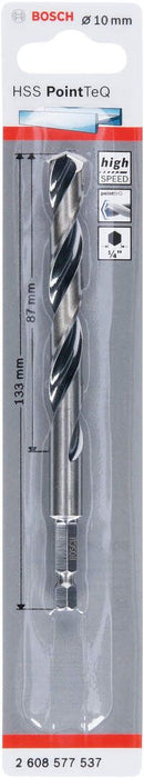 Bosch HSS spiralna burgija PointTeQ 10,0 mm sa šestougaonim HEX prihvatom pakovanje od 1 komada - 2608577537