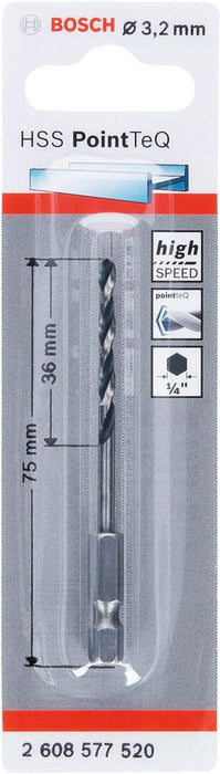 Bosch HSS spiralna burgija PointTeQ 3,2 mm sa šestougaonim HEX prihvatom pakovanje od 1 komada - 2608577520