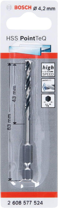 Bosch HSS spiralna burgija PointTeQ 4,2 mm sa šestougaonim HEX prihvatom pakovanje od 1 komada - 2608577524