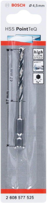 Bosch HSS spiralna burgija PointTeQ 4,5 mm sa šestougaonim HEX prihvatom pakovanje od 1 komada - 2608577525