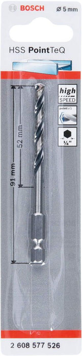 Bosch HSS spiralna burgija PointTeQ 5,0 mm sa šestougaonim HEX prihvatom pakovanje od 1 komada - 2608577526