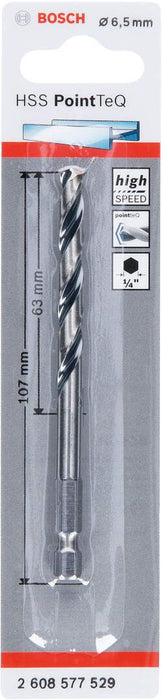 Bosch HSS spiralna burgija PointTeQ 6,5 mm sa šestougaonim HEX prihvatom pakovanje od 1 komada - 2608577529