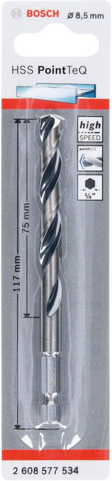 Bosch HSS spiralna burgija PointTeQ 8,5 mm sa šestougaonim HEX prihvatom pakovanje od 1 komada - 2608577534