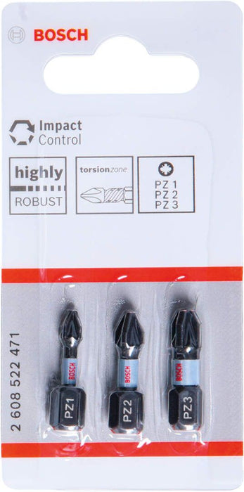 Bosch Impact Control 3-delni set bitova PZ1 / PZ2 / PZ3 dužine 25mm (2608522471)
