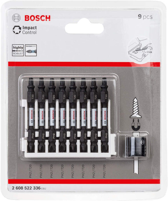 Bosch Impact Control 9-delni set dvostranih kovanih bitova dužine 65mm PH2-T20 (2608522336)