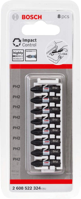 Bosch Impact Control 8-delni set dvostranih kovanih bitova PH2 dužine 25mm (2608522324)