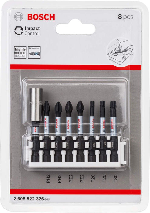 Bosch Impact Control 8-delni set kovanih bitova PH2/PZ2/T20/T25/T30 dužine 50mm (2608522326)