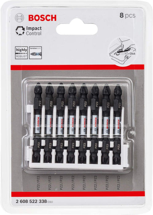 Bosch Impact Control 8-delni set dvostranih kovanih bitova PZ2 dužine 65mm (2608522338)