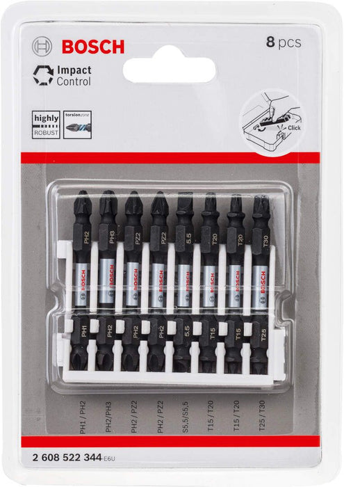 Bosch Impact Control 8-delni set dvostranih kovanih bitova dužine 65mm (2608522344)