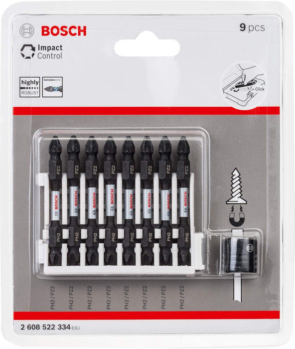 Bosch Impact Control 9-delni set dvostranih kovanih bitova PH2-PZ2 dužine 65mm (2608522334)