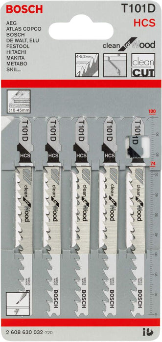 Bosch list ubodne testere T 101 D Clean for Wood - pakovanje 5 komada - 2608630032