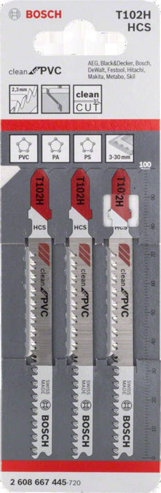 Bosch list ubodne testere T 102 H Clean for PVC - pakovanje 3 komada - 2608667445