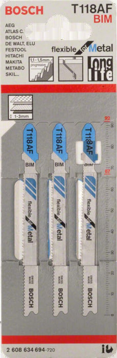 Bosch list ubodne testere T 118 AF Flexible for Metal - pakovanje 3 komada - 2608634694
