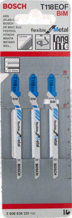 Bosch list ubodne testere T 118 EOF Flexible for Metal - pakovanje 3 komada - 2608636231