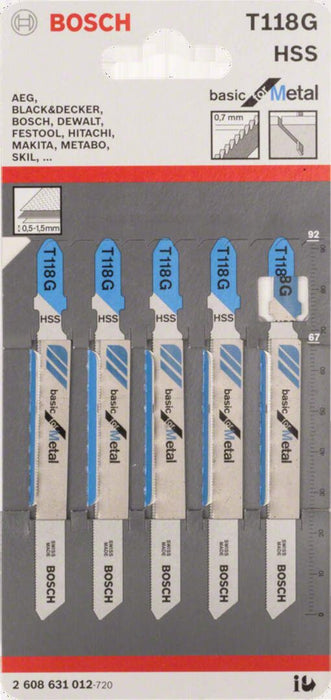 Bosch list ubodne testere T 118 G Basic for Metal - pakovanje 5 komada - 2608631012