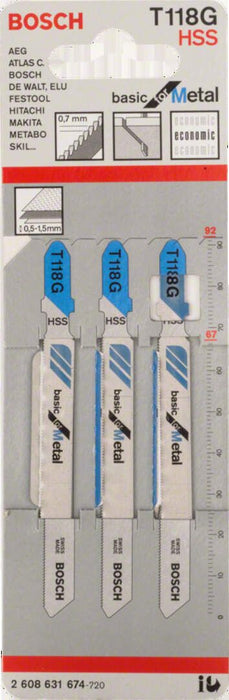 Bosch list ubodne testere T 118 G Basic for Metal, pakovanje od 3 komada - 2608631674