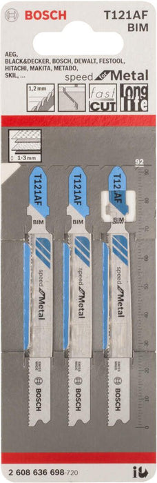 Bosch list ubodne testere T 121 AF Speed for Metal - pakovanje 3 komada - 2608636698