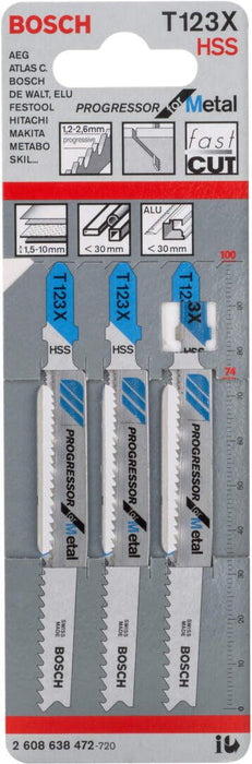 Bosch list ubodne testere T 123 XF Progressor for Metal - pakovanje 3 komada - 2608638472