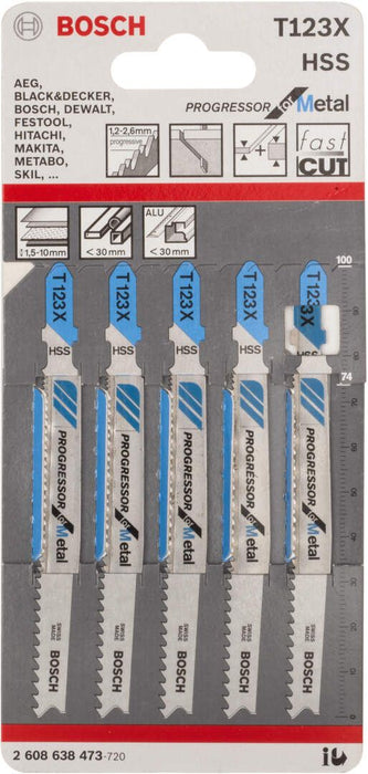 Bosch list ubodne testere T 123 XF Progressor for Metal - pakovanje 5 komada - 2608638473