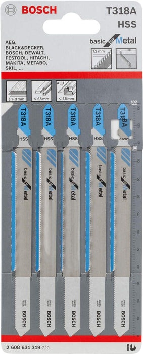 Bosch list ubodne testere T 318 A Basic for Metal - pakovanje 5 komada - 2608631319