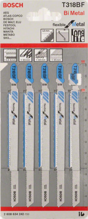 Bosch list ubodne testere T 318 BF Flexible for Metal - pakovanje 5 komada - 2608634242