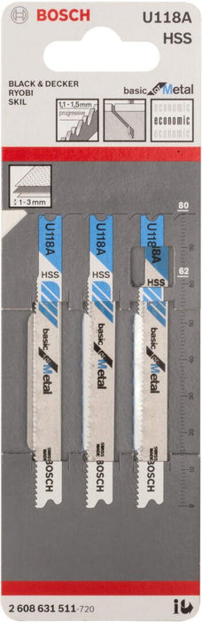 Bosch list ubodne testere U 118 A Basic for Metal - pakovanje 3 komada - 2608631511