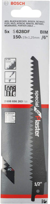 Bosch list univerzalne testere S 628 DF Special for Plaster - pakovanje 5 komada - 2608656263