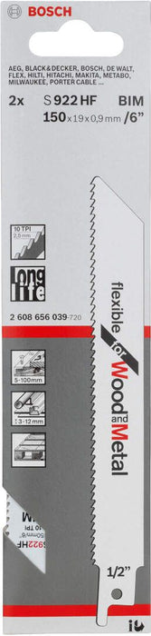 Bosch list univerzalne testere S 922 HF Flexible for Wood and Metal - pakovanje 2 komada - 2608656039