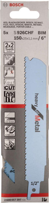 Bosch list univerzalne testere S 926 CHF Heavy for Metal - pakovanje 5 komada - 2608657397