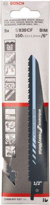 Bosch list univerzalne testere S 930 CF Endurance for Heavy Metal - pakovanje 5 komada - 2608657527