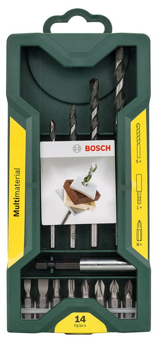 Bosch Mini-X-Line Multi Material 14-delni set burgija za razne materijale i Extra Hard nastavaka za odvrtače - Promoline (2607017572)