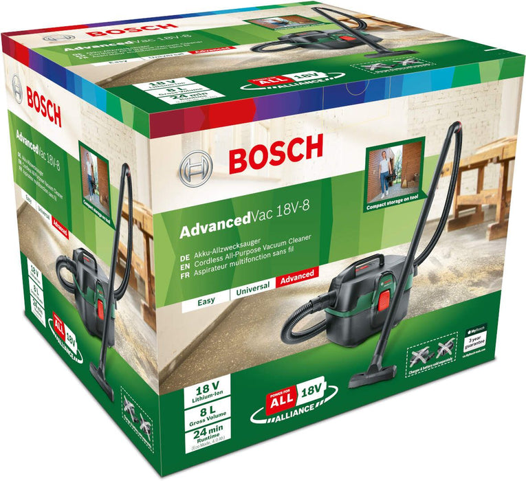 Bosch univerzalni usisivač za suvo/mokro usisavanje AdvancedVac 18V-8 Solo; bez baterije i punjača (06033E1000)
