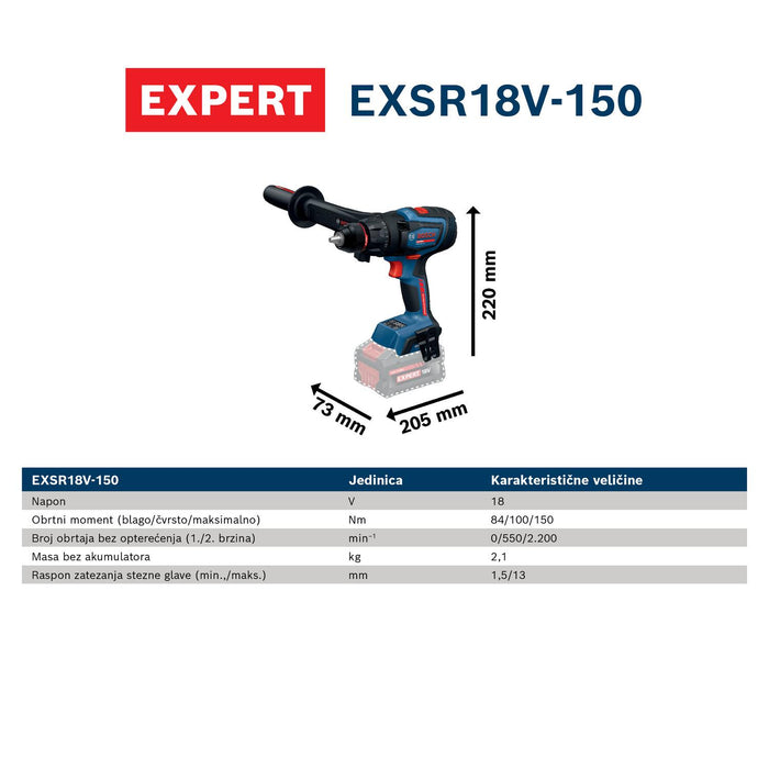 Bosch EXPERT akumulatorska bušilica-odvrtač EXSR18V-150 (06019R2202)-SBT Alati Beograd