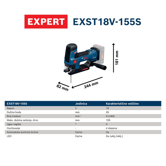 Bosch EXPERT akumulatorska ubodna testera EXST18V-155S (06015B0100)-SBT Alati Beograd