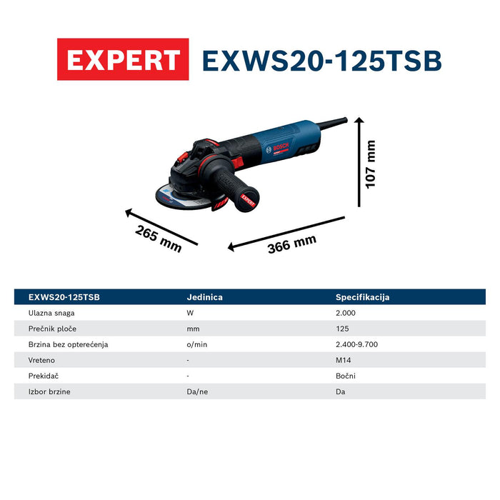 Bosch EXPERT električna ugaona brusilica EXWS20-125TSB (06017D5200)-SBT Alati Beograd
