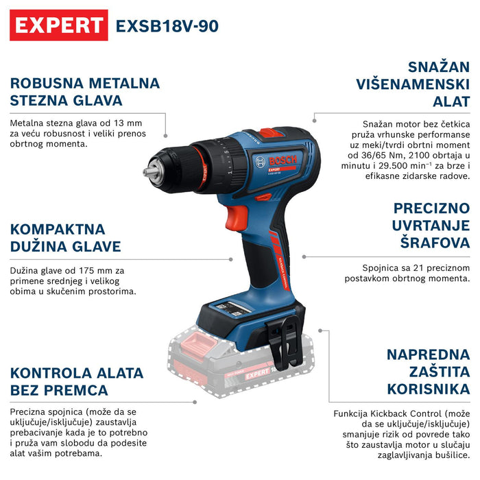 Bosch EXPERT akumulatorska vibraciona bušilica-odvrtač EXSB18V-90 (06019R3100)-SBT Alati Beograd