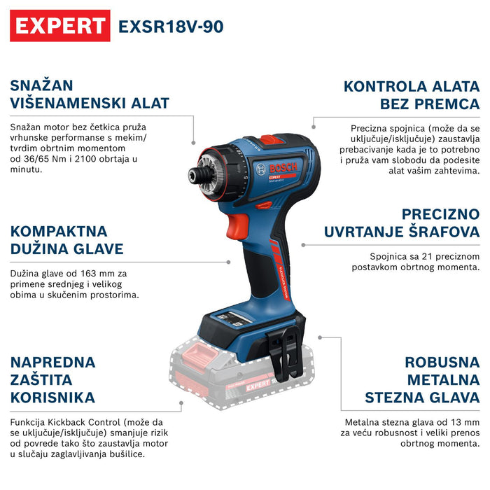 Bosch EXPERT akumulatorska bušilica-odvrtač EXSR18V-90 (06019R2101)-SBT Alati Beograd