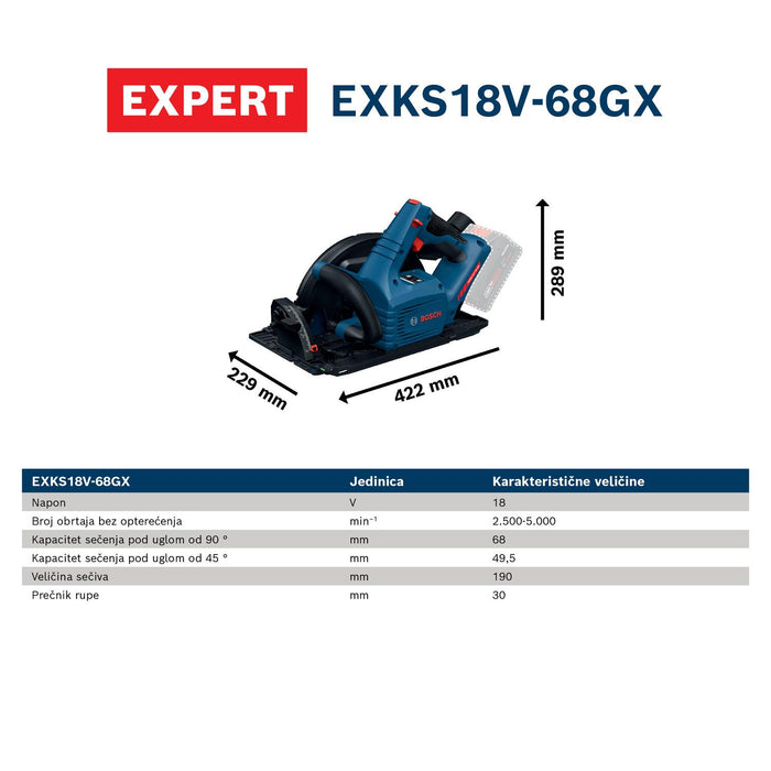 Bosch EXPERT akumulatorska kružna testera EXKS18V-68GX (06016B5301)-SBT Alati Beograd