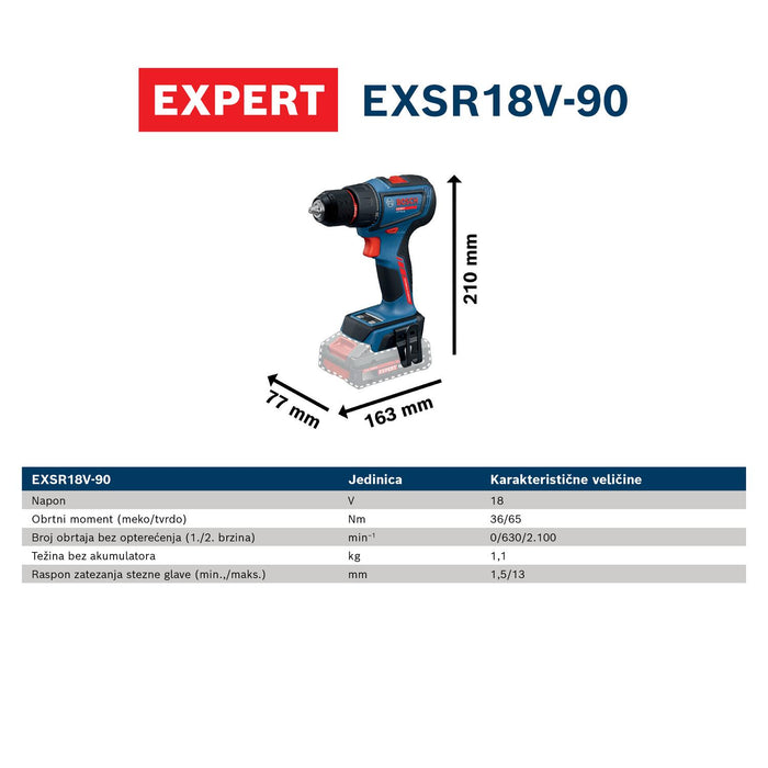 Bosch EXPERT akumulatorska bušilica-odvrtač EXSR18V-90 (06019R2102)-SBT Alati Beograd