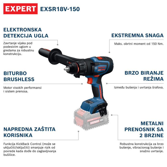 Bosch EXPERT akumulatorska bušilica-odvrtač EXSR18V-150 (06019R2200)-SBT Alati Beograd