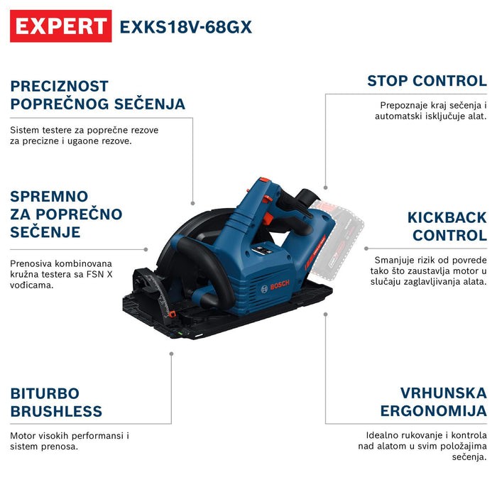 Bosch EXPERT akumulatorska kružna testera EXKS18V-68GX (06016B5301)-SBT Alati Beograd