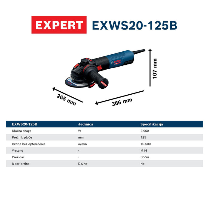 Bosch EXPERT električna ugaona brusilica EXWS20-125B (06017D5100)-SBT Alati Beograd