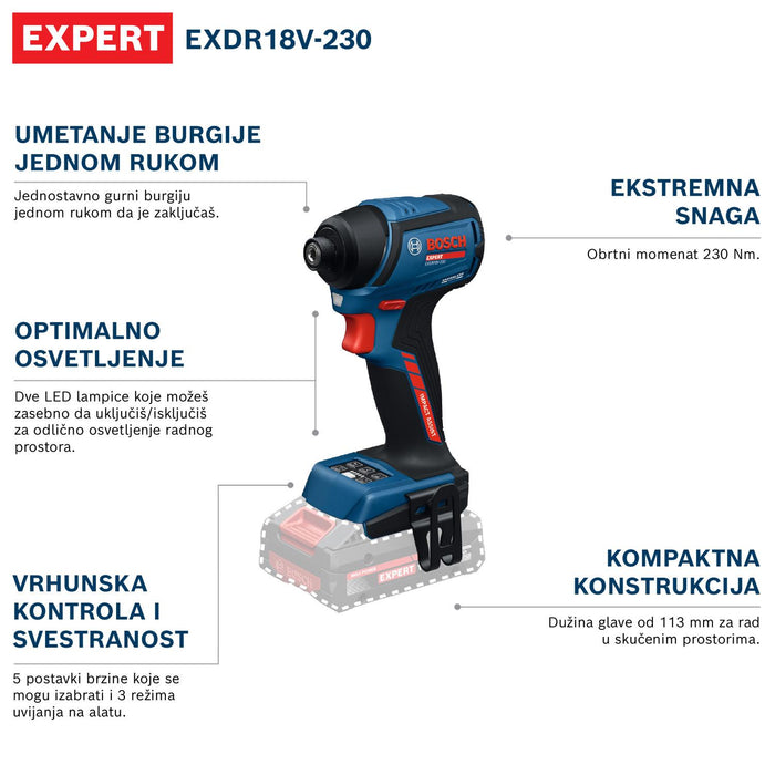 Bosch EXPERT akumulatorski udarni odvrtač EXDR18V-230 (06019L6400)-SBT Alati Beograd