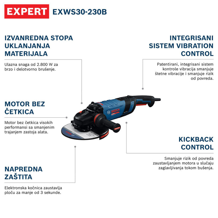 Bosch EXPERT električna ugaona brusilica EXWS30-230B (06018G1001)-SBT Alati Beograd