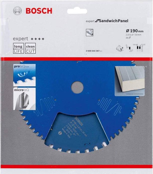 List testere za sendvič panele 190x2,0/1,6x30mm, 36 Bosch Expert for SandwichPanel - 2608644367