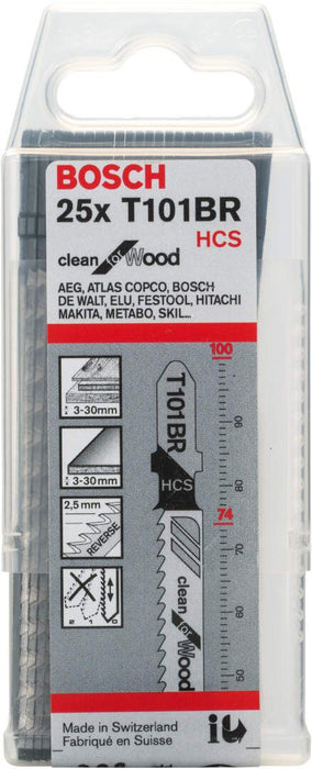 List ubodne testere za ivericu i drvo sa kontra zubima Bosch T 101 BR Clean for Wood - pakovanje 25 komada - 2608633623