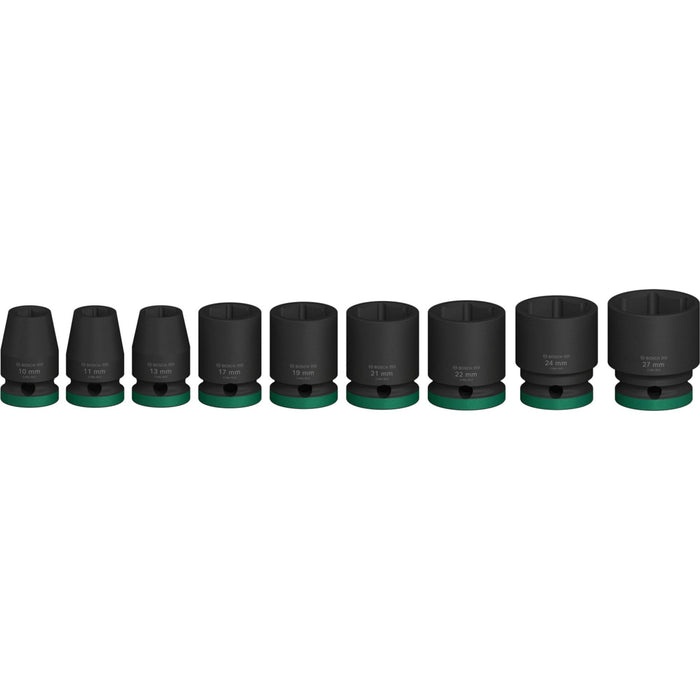 Set 9 kovanih nasadnih ključeva Bosch PRO Impact Socket 10-27mm 1/2" (2608003038)-SBT Alati Beograd