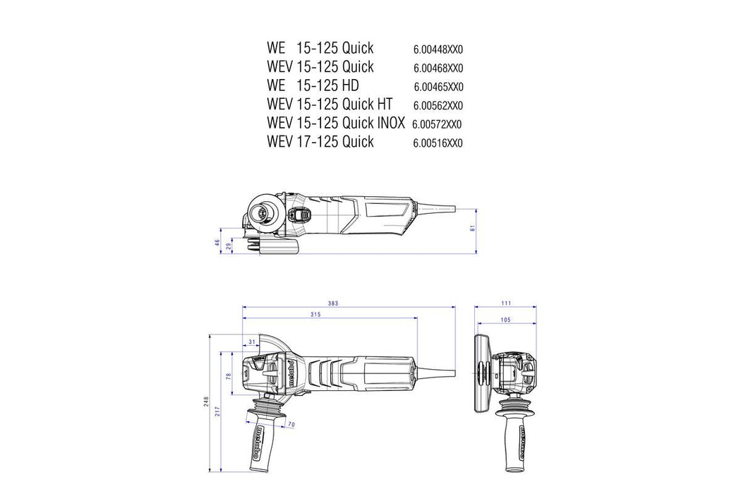 Ugaona brusilica mala Metabo WE 15-125 Quick; 1550W; 125mm (600448000)-SBT Alati Beograd