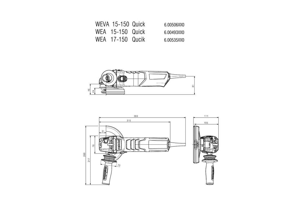 Ugaona brusilica mala Metabo WE 17-150 Quick; 1700W; 150mm (601074000)-SBT Alati Beograd