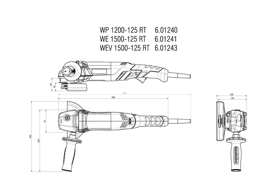 Električna ugaona brusilica Metabo WE 1500-125 RT; 1500W; 125mm (601241000)-SBT Alati Beograd